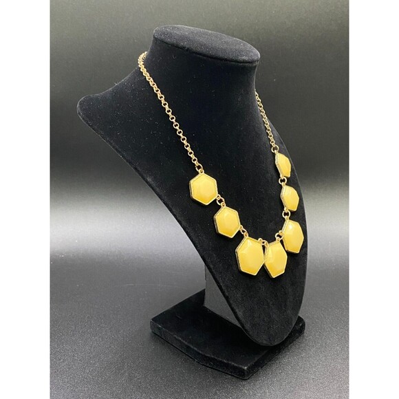 Hexagon Necklace Yellow and Gold Tone - Picture 3 of 5